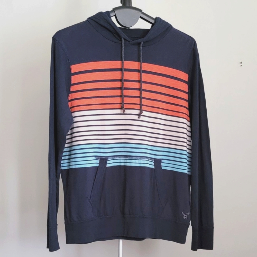 America Eagle striped pullover hoodie. Athletic fit